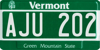 VT license plate AJU202