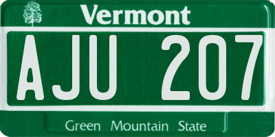 VT license plate AJU207