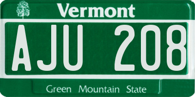 VT license plate AJU208