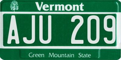 VT license plate AJU209