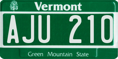 VT license plate AJU210
