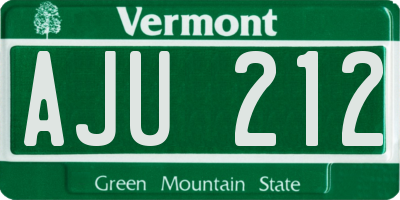 VT license plate AJU212