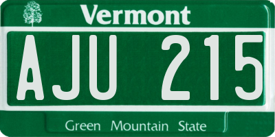 VT license plate AJU215