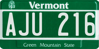 VT license plate AJU216
