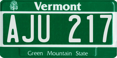 VT license plate AJU217