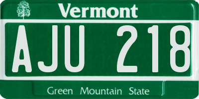 VT license plate AJU218