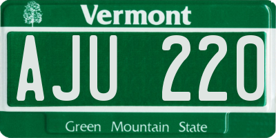 VT license plate AJU220
