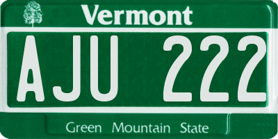 VT license plate AJU222