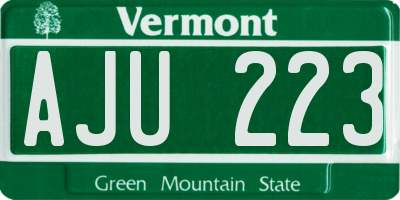 VT license plate AJU223