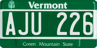 VT license plate AJU226
