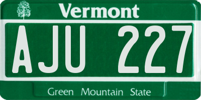 VT license plate AJU227