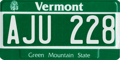 VT license plate AJU228