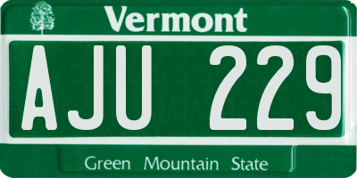 VT license plate AJU229