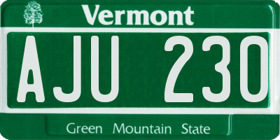 VT license plate AJU230