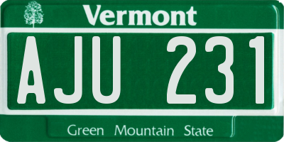 VT license plate AJU231