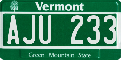 VT license plate AJU233