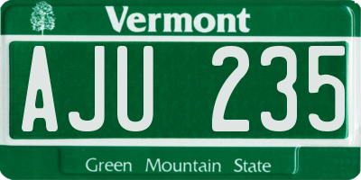 VT license plate AJU235