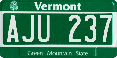 VT license plate AJU237