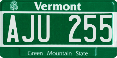 VT license plate AJU255