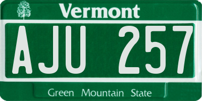 VT license plate AJU257