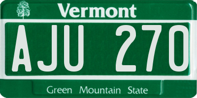 VT license plate AJU270