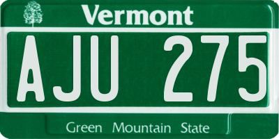 VT license plate AJU275