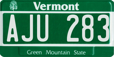 VT license plate AJU283