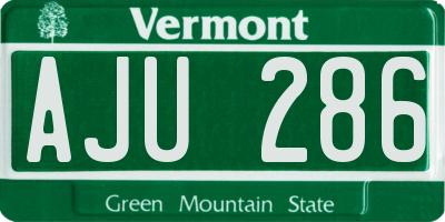 VT license plate AJU286