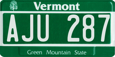 VT license plate AJU287