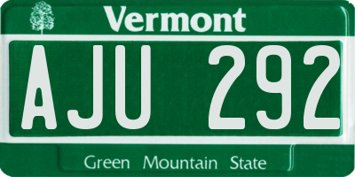 VT license plate AJU292
