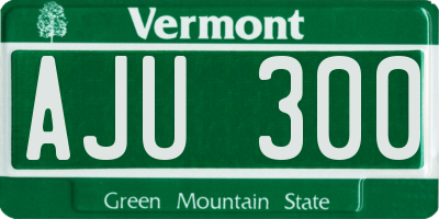 VT license plate AJU300