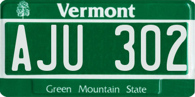 VT license plate AJU302