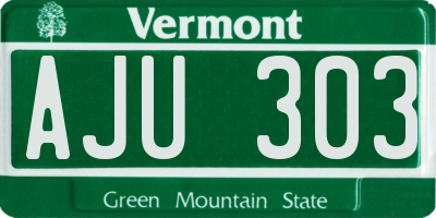 VT license plate AJU303