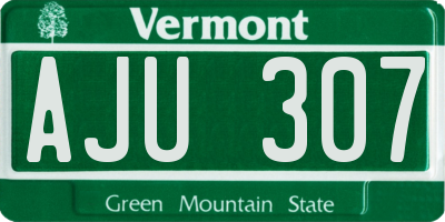VT license plate AJU307