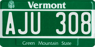 VT license plate AJU308