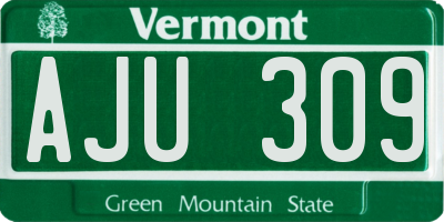 VT license plate AJU309
