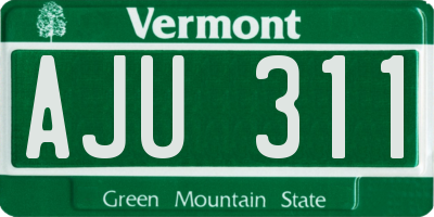 VT license plate AJU311