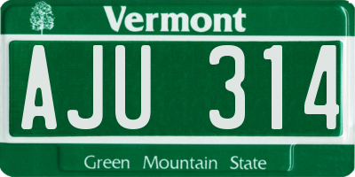 VT license plate AJU314