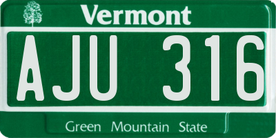 VT license plate AJU316