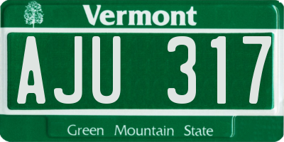 VT license plate AJU317