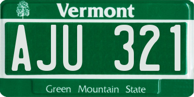 VT license plate AJU321