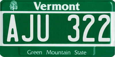 VT license plate AJU322
