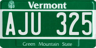 VT license plate AJU325