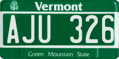 VT license plate AJU326