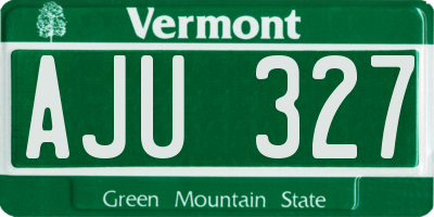 VT license plate AJU327