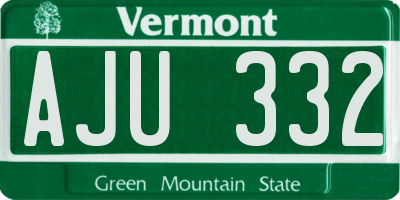 VT license plate AJU332