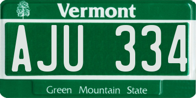 VT license plate AJU334