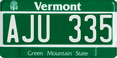VT license plate AJU335