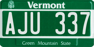 VT license plate AJU337