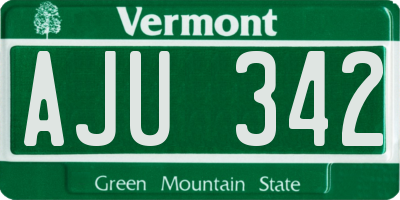 VT license plate AJU342